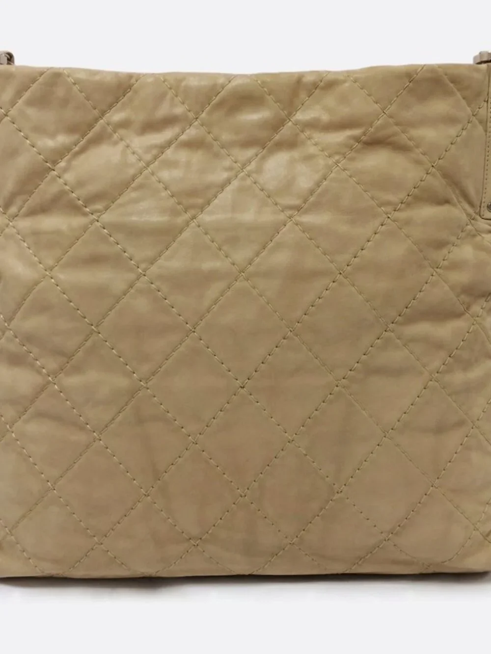 CHANEL Sea Hit Iridescent Calfskin Quilted CC Tote Beige Silver Chain 2011